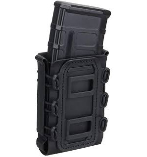 SOFT SHELL RIFLE MAG POUCH WITH MOLLE CLIPS - BLACK [TMC]